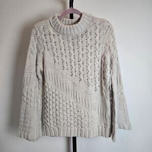 Soft‎ Surroundings Willoughby Bell Sleeve Knit Sweater Beige Medium 2AX07